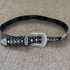 Studded Black Belt with Silver Accents